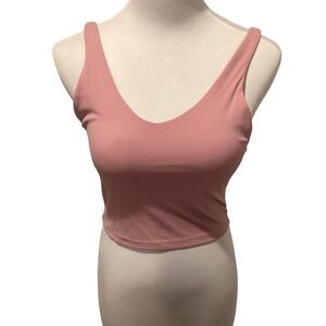 Maven Thread Pink V-Neck Cropped Tank Top with Built-in Shelf Bra Womens Size M